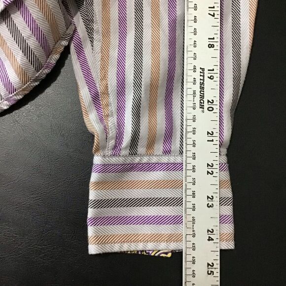 Robert Graham Men's L Multicolor Striped Flip Cuff Button Up Shirt - Picture 9 of 11